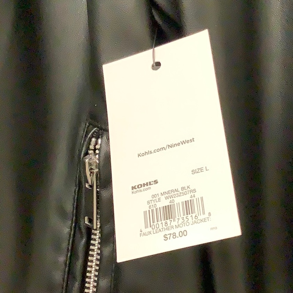 Nine west NWT, black "leather" Moto jacket - Picture 2 of 5